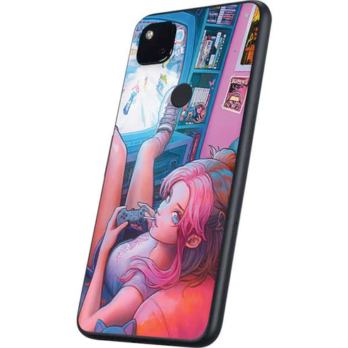 Pink Hair Anime Gamer Girl by Ivy Dolamore Google Pixel 4a Skin